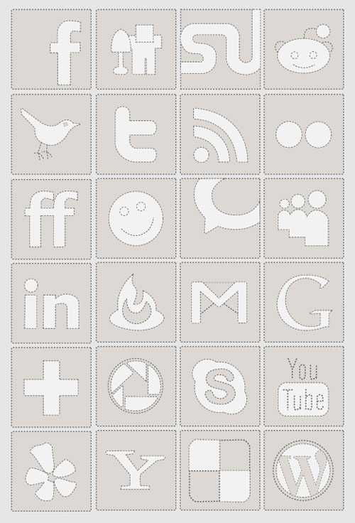 black and white facebook icon. Included in the set are 24 social media icons including Facebook, Delicious, 